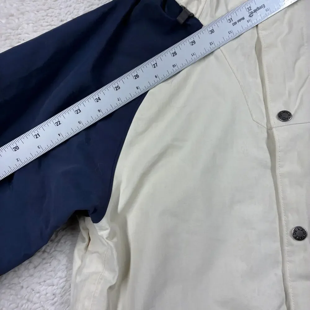 The North Face Jacket Small Nylon Beige Blue Hooded Hiking Outdoor Waterproof